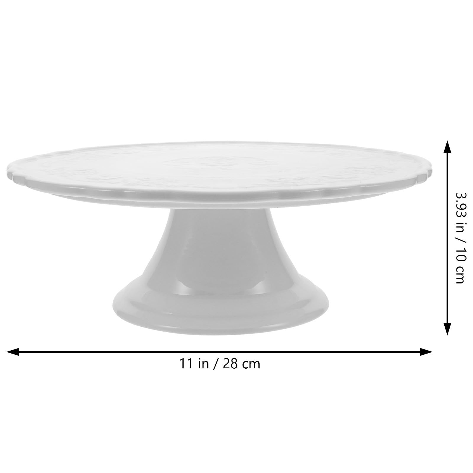 Alzatina per Dolci in Ceramica Bianca 28cm Rilievo | Piatto Alto per Dessert e Frutta, Uso Domestico e Lauree, Design Elegante