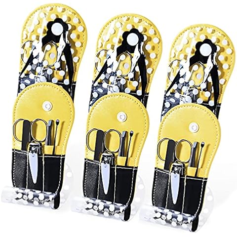 Spove Polka Dot Flip Flop Manicure Sets Manicure Kit Shape Personal Care pack of 6 Yellow Cover