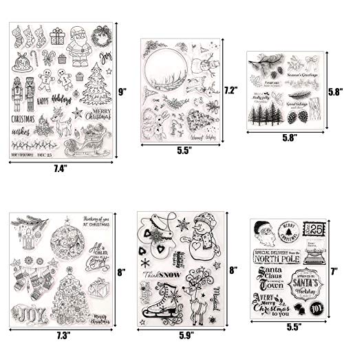 6 Sheets Christmas Theme Clear Stamps Silicone Stamp Cards Christmas Silicone Clear Stamps For Diy Christmas Scrapbooking Card Making Decoration Scrapbooking Album Supplies #TOP1