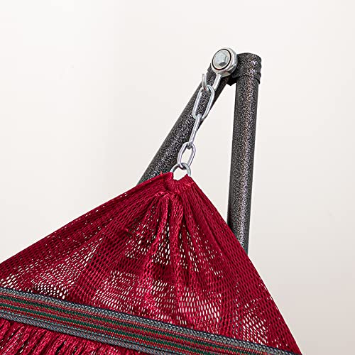 Best Home Fashion Hammock With Collapsible Steel Stand & Carrying Case, Portable & Adjustable, Perfect For Camping Beach Summer Patio, Ez Daze Foldable Hammock With Stand - Red #TOP3