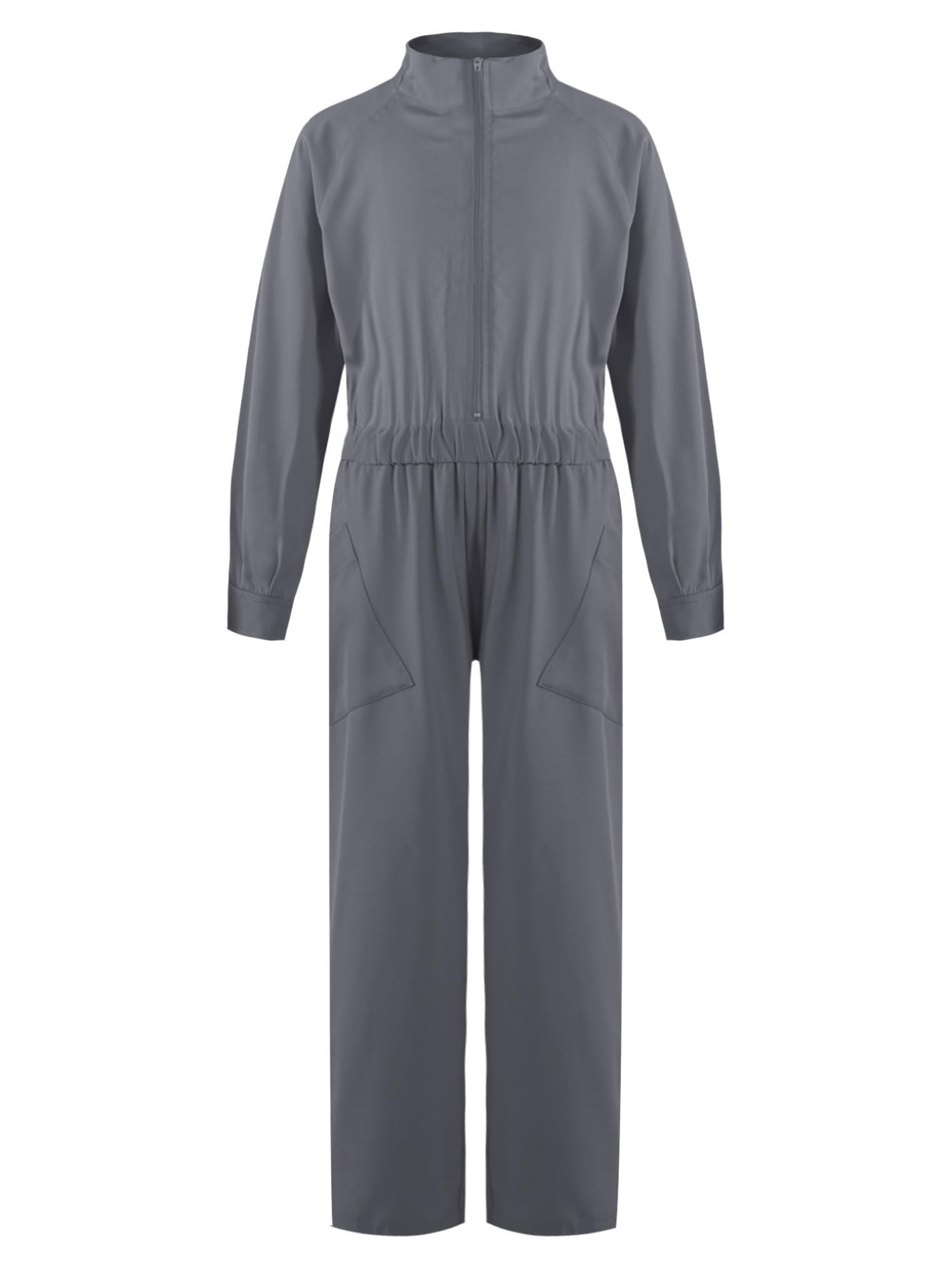 Freebily Mono De Manga Larga Liso con Cremallera para Niñas Pantalones con Peto De Trabajo Overoles Holgados De Verano con Bolsillos