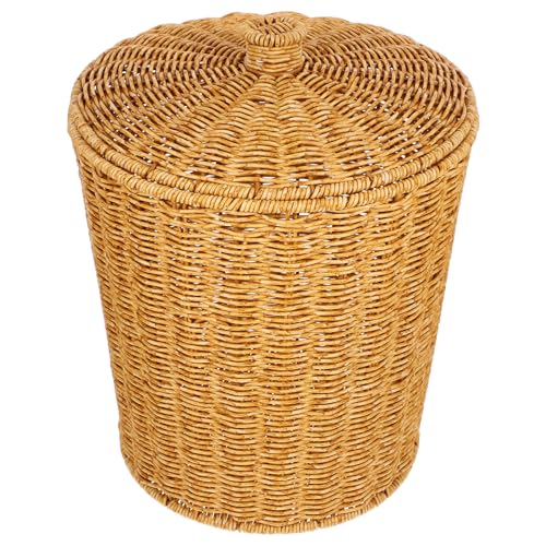 Poubelle tressée imitation rotin et panier de rangement rustique Vaguelly