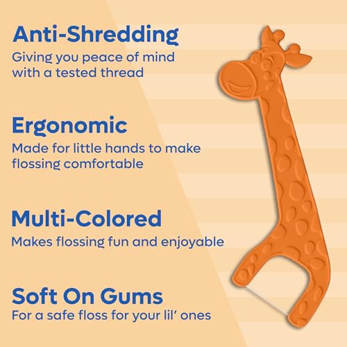 SMARTLIFECO-Biodegradable-Kids-Flossers-Unflavored-Dental-Floss-Picks-for-Children-Fluoride-Plant-Based-Natural-Fun-Animal-Flossing-Sticks-for-Toddlers-Teeth-Eco-Friendly-Compostable-200pk