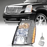 JSBOYAT with Bulbs and Ballast Headlight Assembly Replacement for 2007-2014 Cadillac Escalade HID/Xenon Headlamps Driver Side