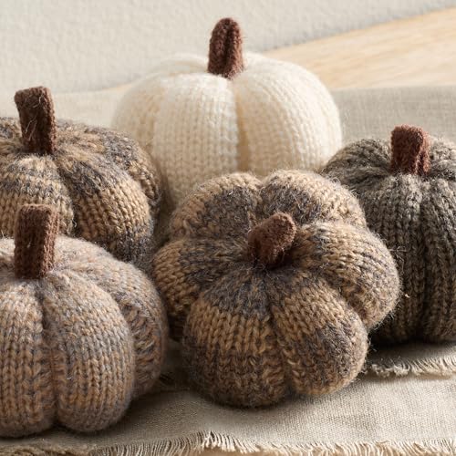 Image of Your Heart's Content Mini Knit Pumpkins (Cobblestone 5) | Rustic Home Decor, Bowl Fillers, Fall Wedding Decor, Garland or Ornaments