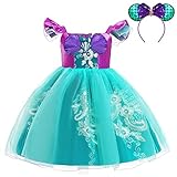 Guest Dream Mermaid Costume for Girls Toddler Princess Dress up Birthday Party Cosplay Outfit Christmas Princess Costume with Accessory
