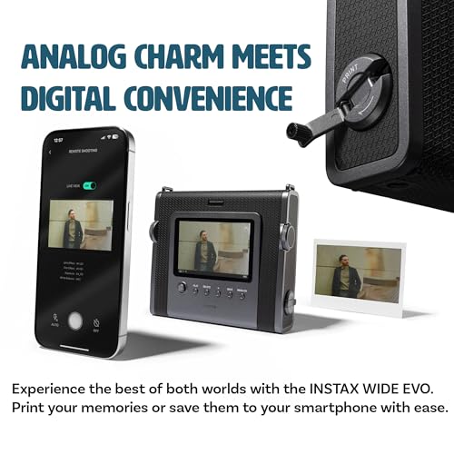 Image of Fujifilm Instax Wide Evo Hybrid Instant Film Camera (16840957) Bundle with 32GB Memory Card + Padded Case + Cleaning Kit + More