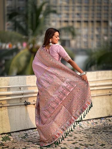 Image of Original Pashmina Kashmiri Silk Zari Woven Saree