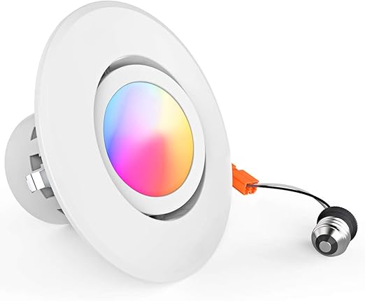 Saatly Smart Recessed Lighting 4 Inch 10w Rgbww Led Can Lights 16 Million Color Changing Ceiling Light 2700k 5000k Dimmable Bluetooth Downlight Slim Adjustable Angle 700lm  Saatly Smart Recessed Lighting 4 Inch 10w Rgbww Led Can Lights 16 Million Color Changing Ceiling Light 2700k 5000k Dimmable Bluetooth Downlight Slim Adjustable Angle 700lm