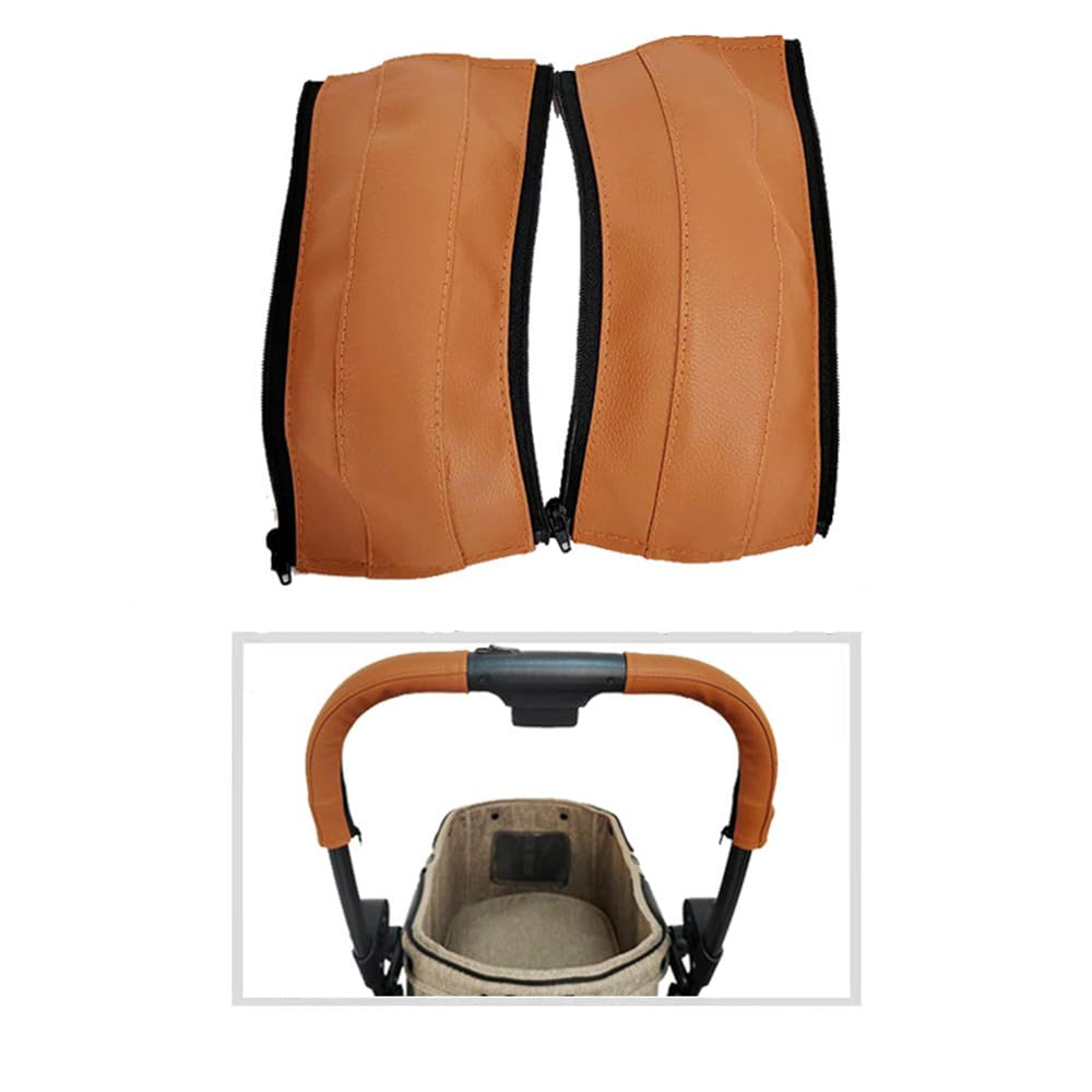 MINILUJIA Soft Smooth Leather Bumper Handlebar Sleeve Protect Case for Baby Stroller Dustproof Protect Cover with Zipper Close One Pair image 5