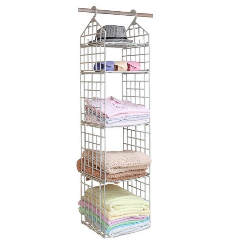Mondoshop 5 Layer Folding Plastic Clothes Storage Rack | Hanging Wardrobe Organizer for Closet | Space Saving Shelves for Clothes, Dormitory & Home Use (White)-image-15