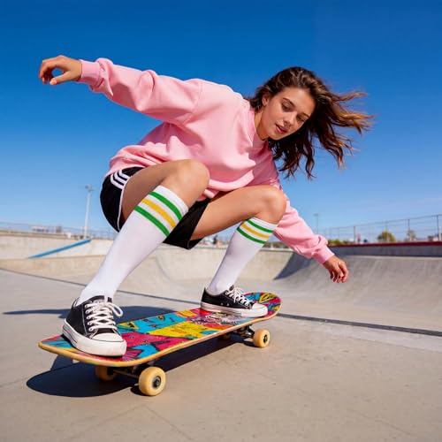 Image of American Trends Womens Athletic Knee High Socks Outdoor Sport Thigh High Stockings Casual Stripes Tube Socks