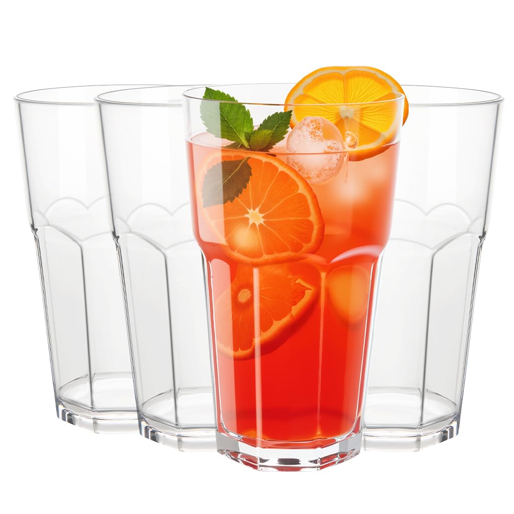 Amazon.com | MICHLEY Unbreakable Drinking Glasses Set of 4, 12oz