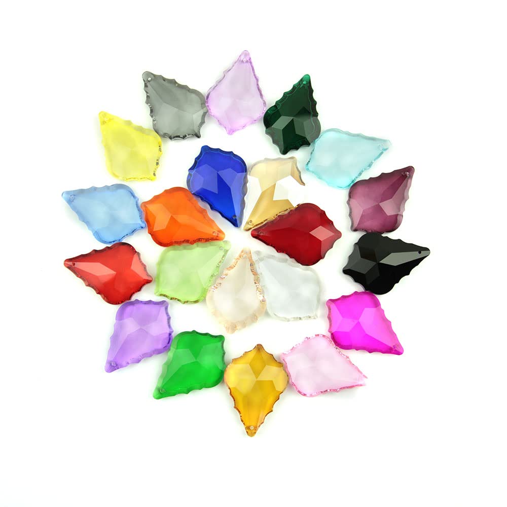 XIANGGUA 38/50mm 10~100pcs Colorful Crystal Maple Leaf Glass Lighitng Chandelier Prism Parts Crystal Chandelier Pendants For Home Decor(Mixcolor,50mm 100pcs)