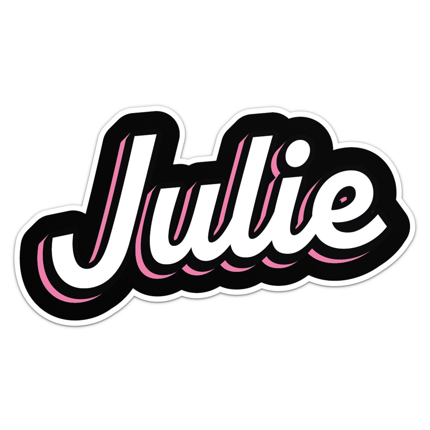 Julie Name Sticker - Waterproof Durable Vinyl Decal for Car Bumper, Laptop, Luggage, Water Bottle, Wall, Door and Window, Size - 3'' Longer Side