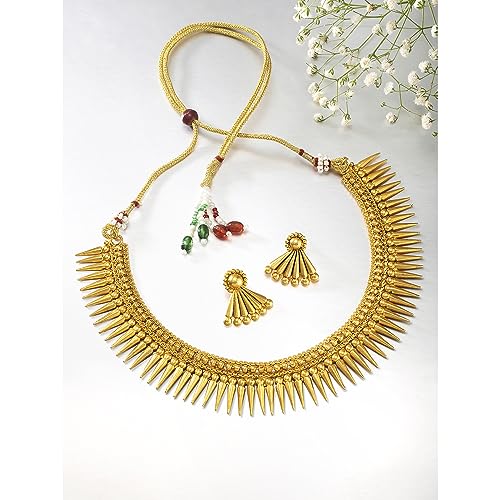Image of Peora Gold Plated Bridal Jewellery Set with Kamarband Gift for Women Indian Traditional Ethnic Wedding