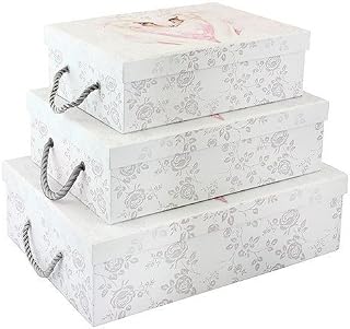 Set of 3 Storage Boxes -"Always and Forever" Romantic Swans Love Heart Design Wedding/Anniversary Keepsake