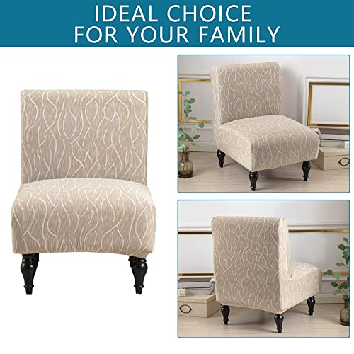 Image of Eco-Ancheng Armless Chair Slipcover Removable Armless Accent Chairs Covers Washable Armless Slipper Chair Slipcover Printed Armless Chair Furniture Protector Covers for Living Dining Room Hotel