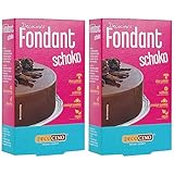DECOCINO Fondant Schoko – 250 g – ideal zum Verzieren von Kuchen, Torten, Cupcakes – Palmölfrei & vegan (Packung mit 2)