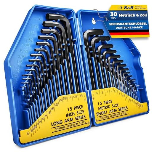 S&R Innensechskantschlüssel Satz HX, 30-tlg. 0,7-10 mm, metrisch und 0,028 bis 3/8, Zoll, in Kunststoffbox