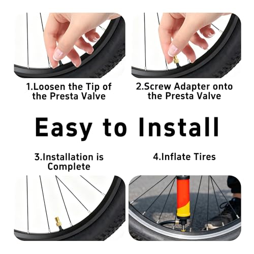bociloy 12Pcs Brass Presta to Schrader Valve Adapter, Bike Pump Converter for Air Compressor, Convert Presta Valve to Standard Pump, Bicycle Tire Inflation Accessories(Reticulated Grain)