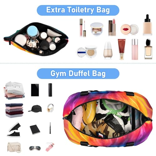Tie Dye Gym Bag - Weekender Overnight Bags for Women Men, Sport Travel Duffel Bag with Wet Pocket & Shoe Compartment4