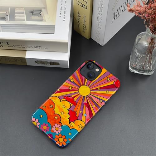 ANLUN STORE Case for iPhone 14 Plus, Hybrid Dual Protection Soft TPU + Hard PC Shockproof Cover Anti-Scratch & Slim Protective for Men Women Case 70s Sunrise Retro Orange Clouds Design by ANLUN STORE - Used condition - Image 2