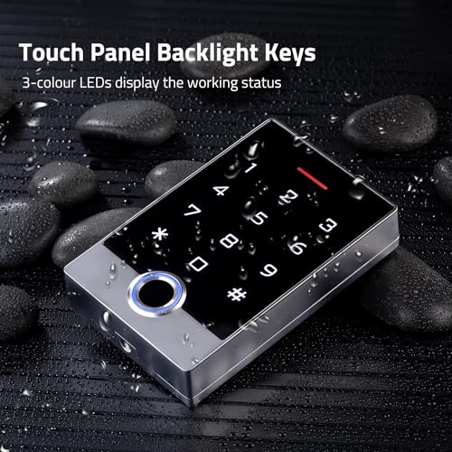 Wireless WiFi TUYA Access Control System, Fingerprint Password Stand-Alone Door Access Control Keypad with ID Keyfob, WG26/34 EM Card Reader Access Controller, Full Metal Weatherproof, Backlight