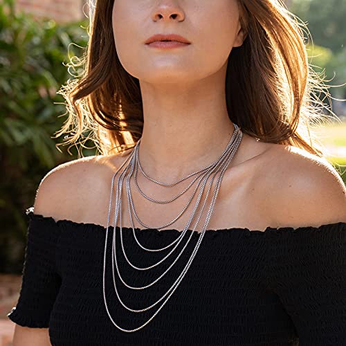 Nyc Sterling Necklace 2Mm Round Box Chain, Sterling Silver For Men And Women, Made In Italy (22") #TOP6