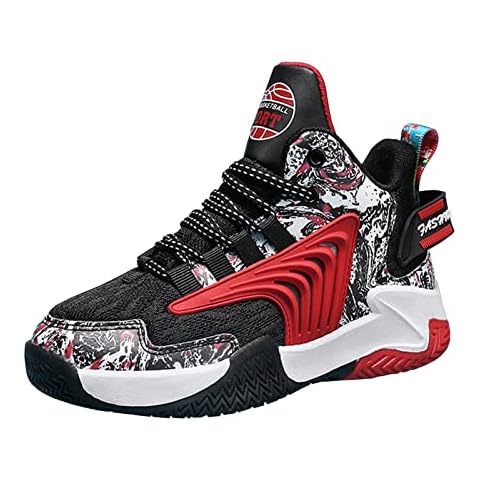 DIQUEQI Kids Trainers Boys Basketball Shoes Men's Basketball Shoes Girls Running Sneaker Warm Plush Lining High Top Sport Shoes for Unisex Kids Black Cover
