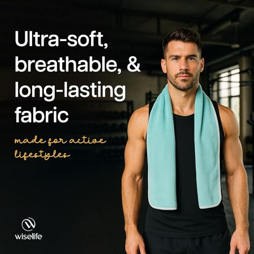 Image of Wiselife Gym Towel Quick Dry Microfiber Workout Towel for Men & Women Super Absorbent, Lightweight & Soft Sweat Ideal for Gym, Fitness, Travel & Sports - 100% Microfiber Sea Green