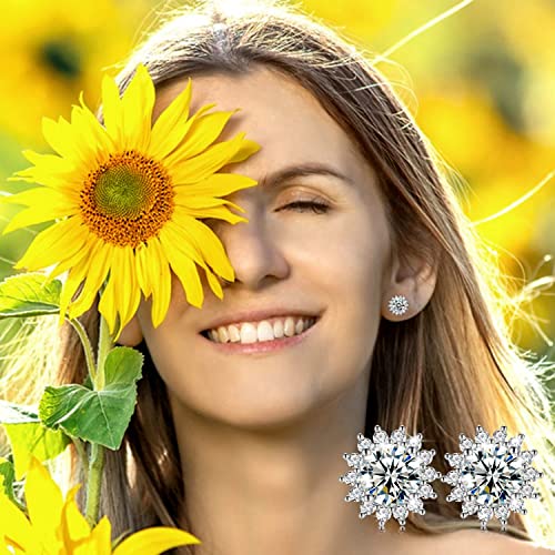 E-Emermaking Moissanite Stud Earrings 2Ct Diamond Earrings 18K White Gold Plated S925 Sterling Silver Round Cut D Color Vvs1 Clarity Flat Back Lab Created Grown Hypoallergenic Diamond Stud Earrings For Women Girls Men #TOP4