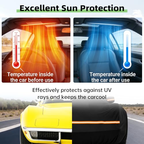 Image of Car Cover for Chevy Corvette C3 1968-1982, Custom Fit Waterproof All Weather Full Car Cover, Windproof Outdoor Cover with Driver-Side Zipper Door