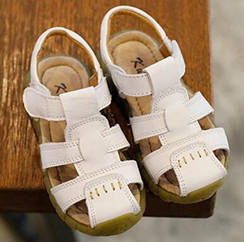 Boys' Closed-toe Strap Sandals Stylish Summer Beach Shoes Hollow Leisure Fisherman Sandals white 6M4
