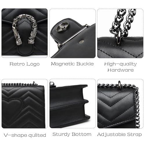 Eslcorri Satchel Purse and Crossbody Bags for Women - Leather Chain Shoulder Bags Vintage Evening Clutch Handbags4