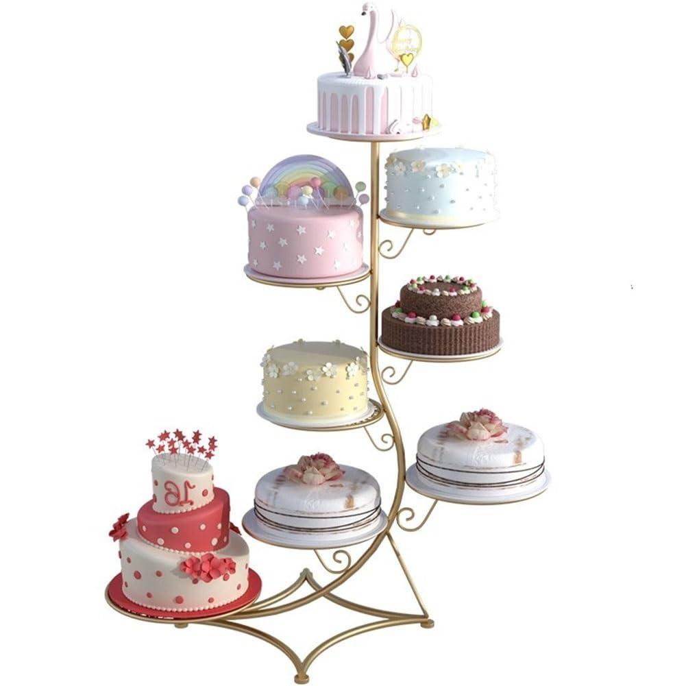 Soporte de Metal para Tartas con Enredadera de Flores Soporte de exhibición de Tartas de Varios Niveles para Bodas y cumpleaños Soporte de exhibición de postres y Cupcakes(Gold,8-Tier)