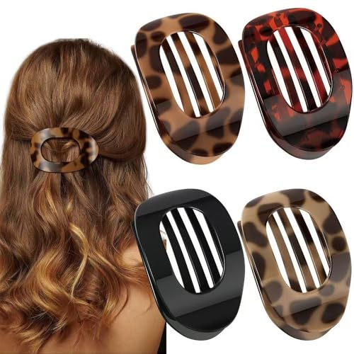 4 Fermagli Capelli Donna, mollettone capelli donna, Fermaglio Piatto Da Donna, Clip Piatta pinze Per Capelli, Forte Tenuta Laterale, Stile Leopardo