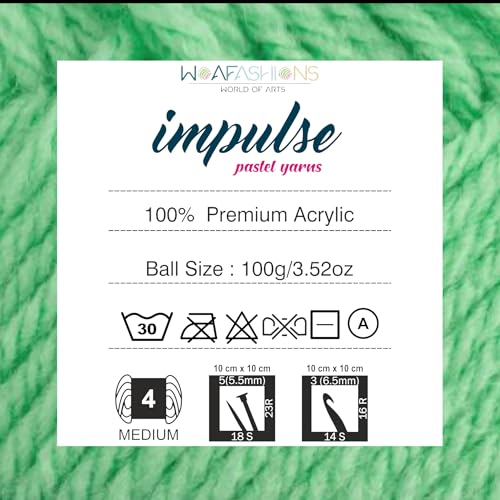 Image of WOAFashions Impulse Hand Knitting & Crochet Yarn (Light Fern Green) (100gms - Pack of 1)