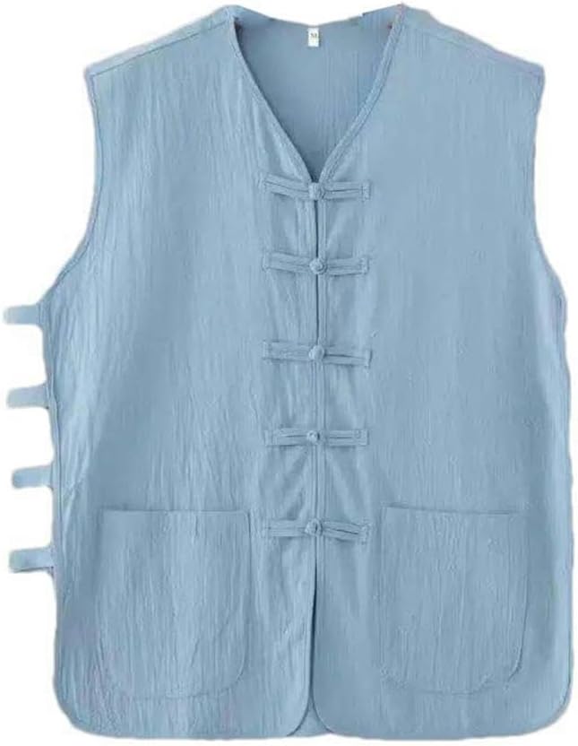 Retro Vest Men's Cotton Linen Shirt Kung Fu Vest Summer Tang Traditional Chinese Clothing Sleeveless Open Cardigan