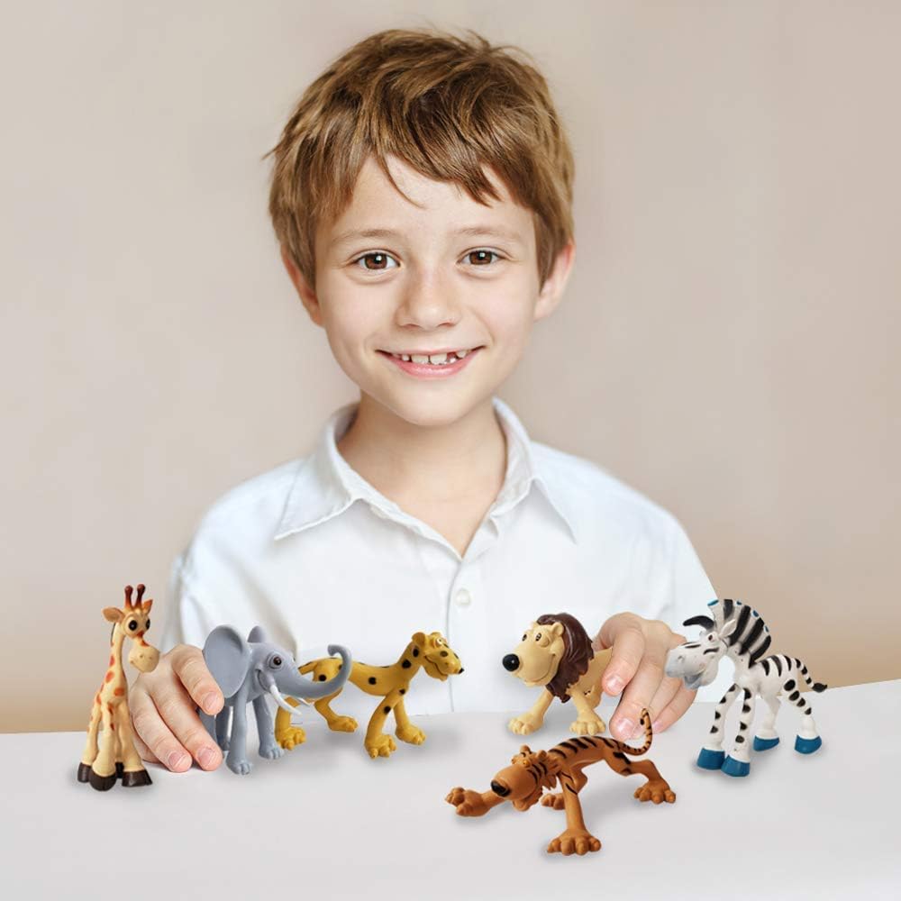 Mallexo Cute Jungle Animals Toy Playset of 6 PCS for Kids Attractive Cartoon Animal Figurine Toys for Girls and Boys Wildlife Safari Lion, Tiger & Elephant Animal Glossy Figure Item Best Birthday Gift - Image 6 thumbnail