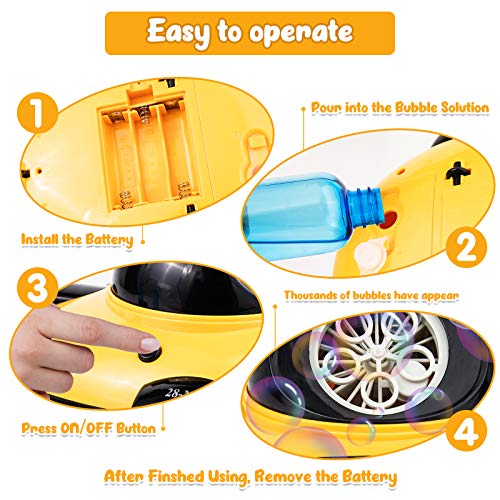Bubble Machine, Spaceship Bubble Blower Maker with Refill Solution Big Bubbles 500+ Bubbles Per Minute, Automatic Bubble Machine for Kids Toddlers Boys Girls Baby Bath Toys Indoor Outdoor Age 3+