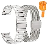 【Festes Edelstahlband】 - Passen Sie die Handgelenke 170 mm und decken Sie die Mehrheit der Leute Handgelenke ab. Mit unserem aktualisierten Link-Entferner können Sie Links ganz einfach entfernen, ohne sie zum Juwelier bringen zu müssen. Außerdem ist die Doppelknopf-Schnalle besonders praktisch und fällt auch beim Sport oder bei intensiven Übungen nie heraus oder ab.