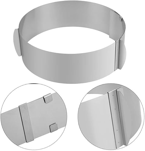 Miniatura 5 de MOTZU 2 piezas de moldes para tartas, anillos de mousse de acero inoxidable, molde ajustable, anillo de molde para decoración de tartas, collar de