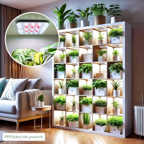 DOMMIA Grow Light, 2-Pack 15W Full Spectrum Grow Lights for Indoor Plants with Optical Lens, Adjustable Brightness and Timer, Compact Plant Lights for Indoor Growing (Natural White) - Thumbnail 4