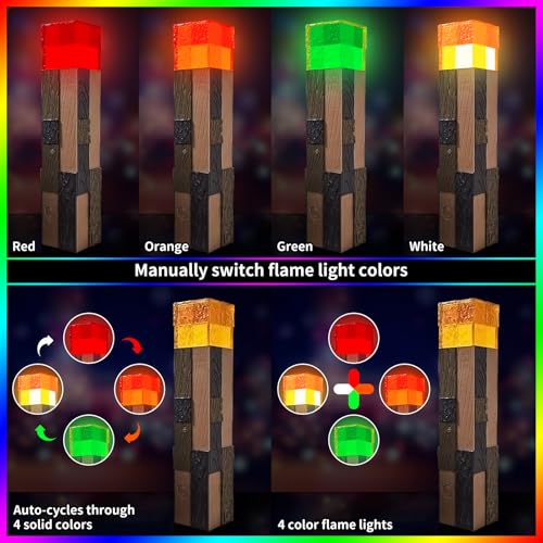 Image of AIDYVOI Light-Up Wall Torch Lamp, 4-Color Flame Modes, Rechargeable Handheld & Wall-Mountable Decor Light, Flame Night Light for Costume Cosplay & Room Decor, Perfect for Boys Aged 6-8