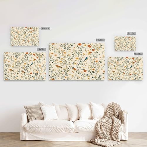 Impression sur toile grand format tableau fleurs oiseaux de la ferme décoration murale - 2