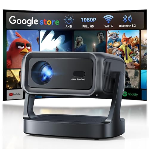 Image of 4K Projector with WiFi and Bluetooth, 1800 ANSI Outdoor Movie Projector with Built-in 10,000+ Apps, Native 1080P Portable Smart Home Proyector, Voice Control & Auto Focus/Keystone, Dual Speaker