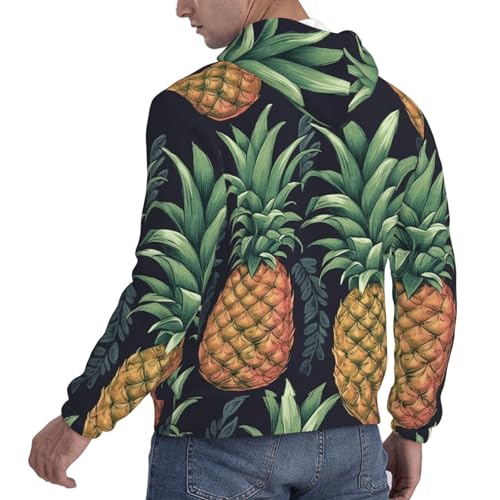 Men's Fleece Pullover Hoodie Long Sleeve Hooded Pineapple Sweatshirt Casual Shirts With Pockets Small Black4