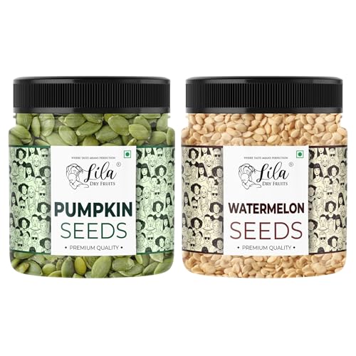 LILA DRY FRUITS Pumpkin Watermelon Seeds Combo 1kg (500g Each) | Pumpkin Seeds & Watermelon Seeds for Snacking, Smoothies, and Salads | Ready-to-Eat Superfoods | Superseeds Perfect for Gifting