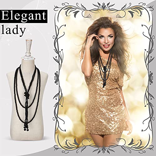 Long Pearl Necklace Faux Pearl Necklace Includes For Women 69 Inch Pearl Layered Strands Necklace With 2 Pieces 49 Inch Knotted Pearl Necklace For Women Girls (Black) #TOP4